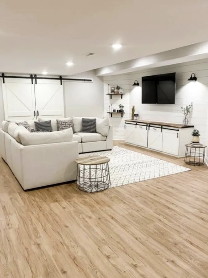 Finished basement living space in a Regina home