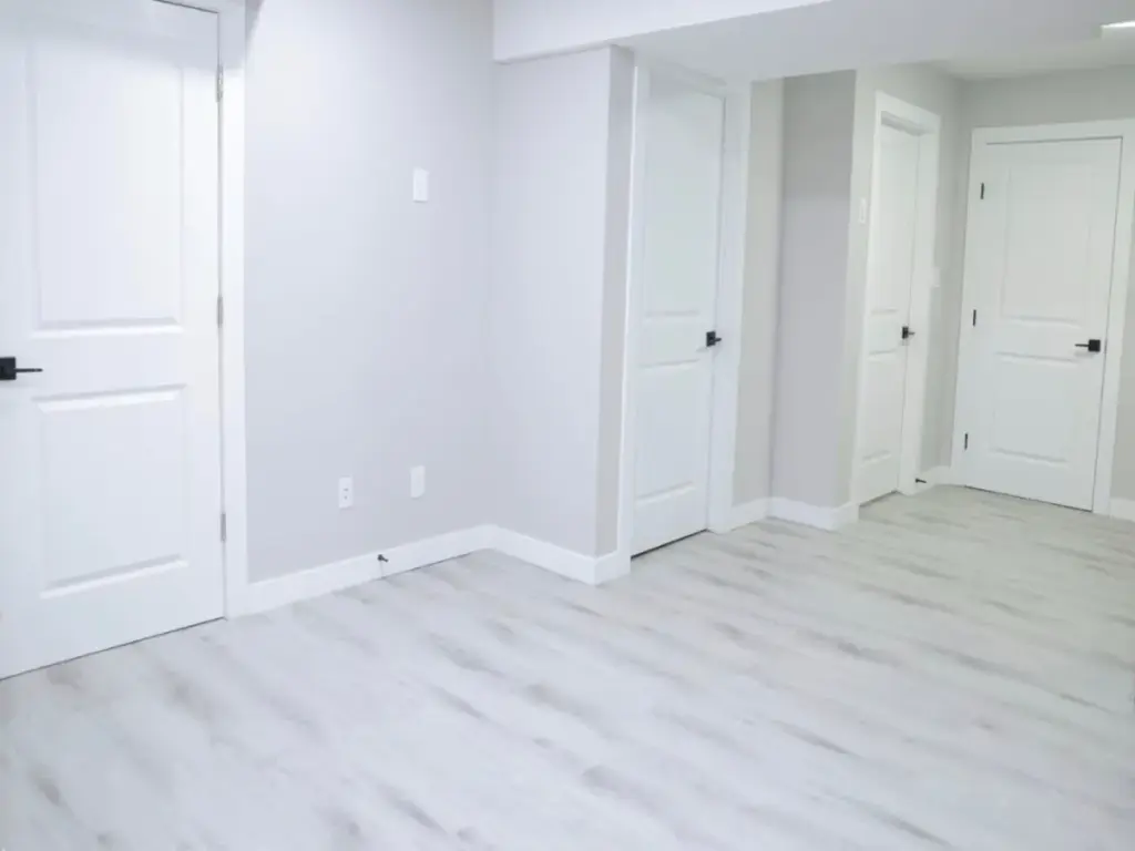 One of our completed basement living spaces in Regina