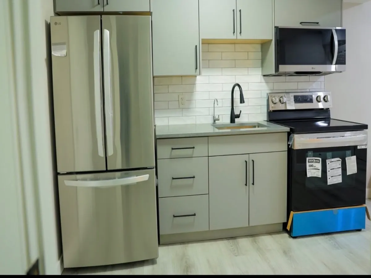One of our completed projects: finished basement kitchenette
