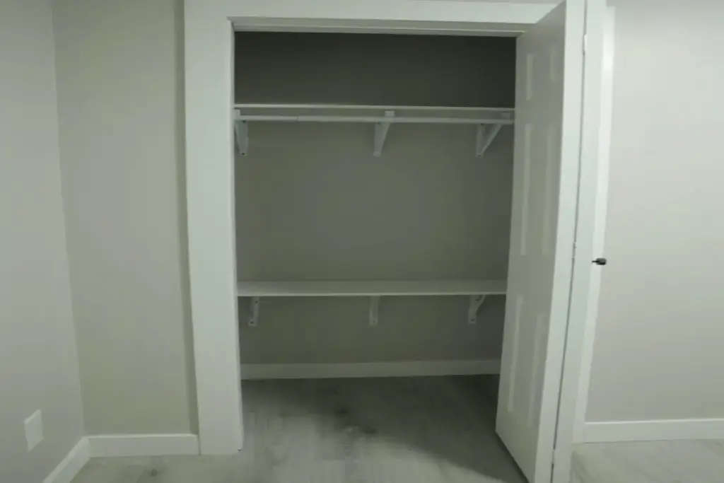 A closet in one of our recently completed basement bedrooms